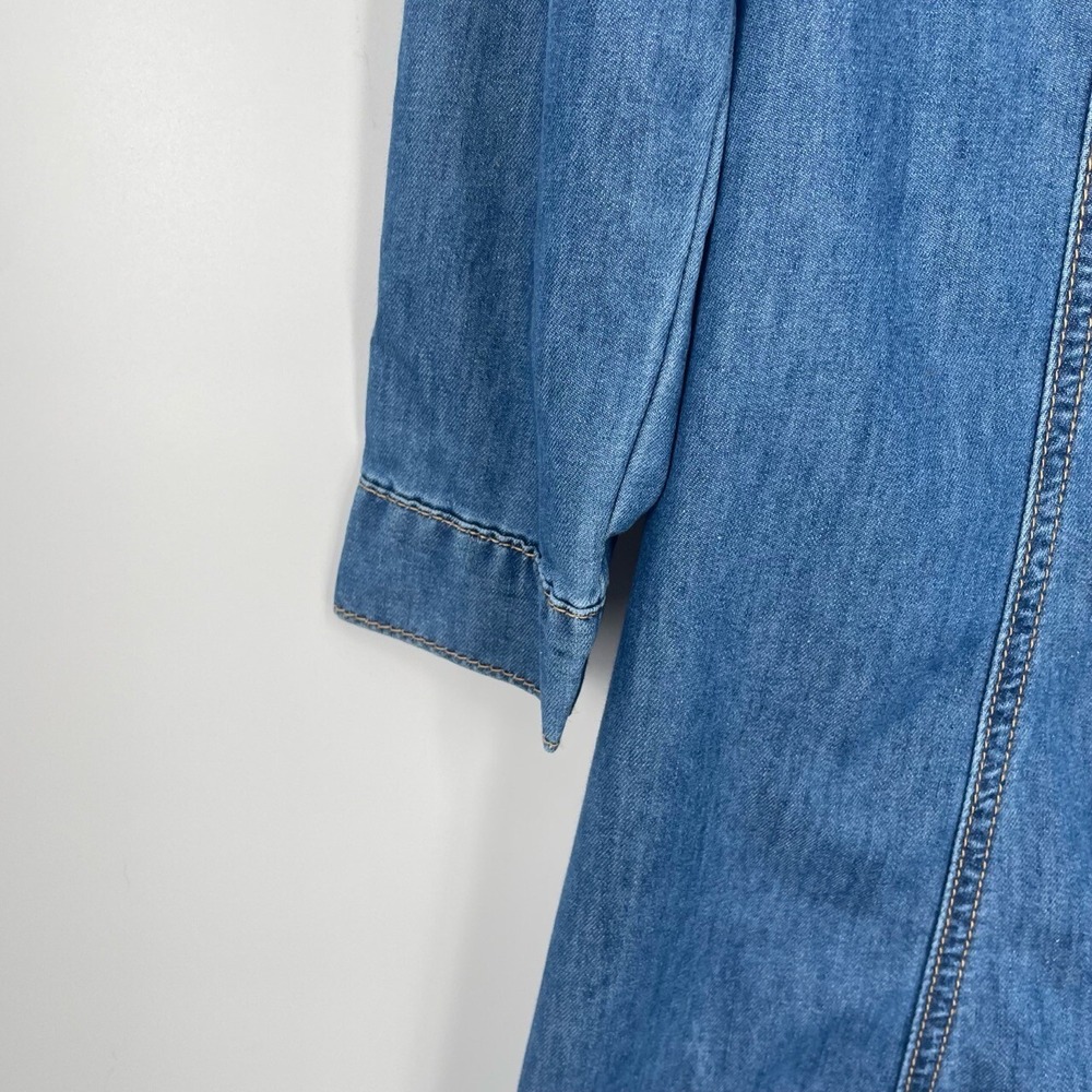 Allegra K Womens Blue Button Down Long Sleeve Collared Denim Shirt Dress Size XS - Picture 7 of 12
